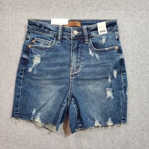 Judy Blue Women's High Waist Cut Off Stretchy Denim‎ Shorts Small JB150127DK